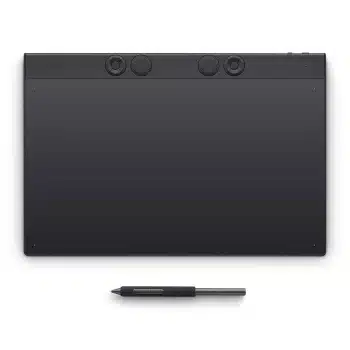 Wacom Intuos Pro Large (2025, PTK870K) pen tablet top view with Wacom Pro Pen 3 | تابلت واكوم إنتوس برو كبير